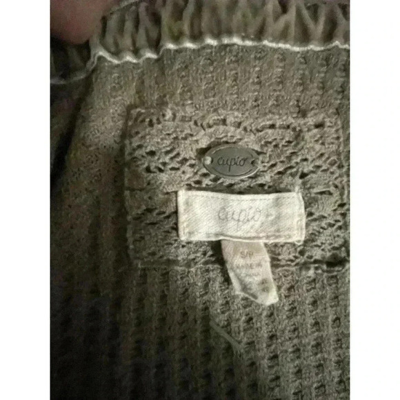 Cupio Size Sm Olive Green Waffle Open Front Cardigan WT27 - Picture 3 of 3